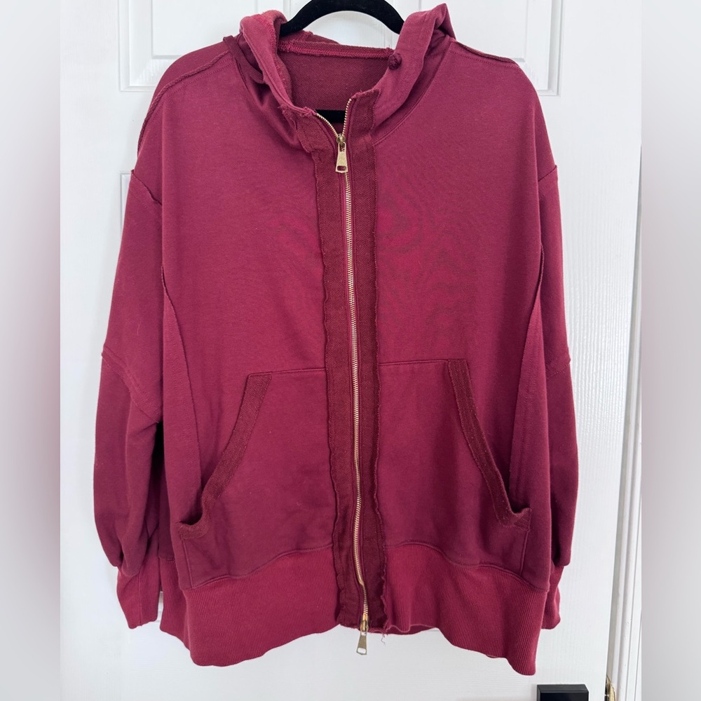 Burgundy Zip-Up Hoodie